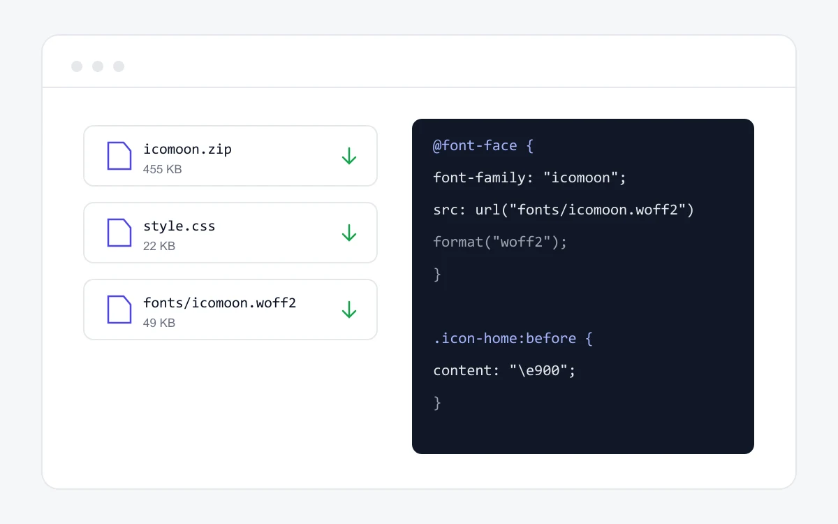 IcoMoon の使い方 ステップ3：書き出した zip の中身と生成された CSS